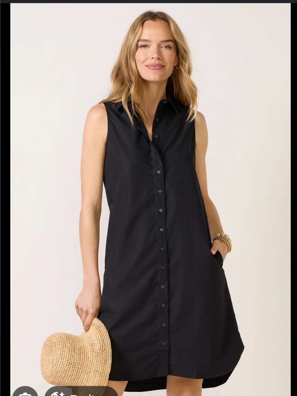 Pure Navy Deep Navy Linen  Button-Front Shirt Dress Size Small